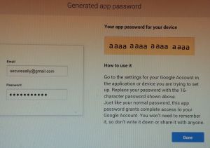 [Image showing the app specific password]
